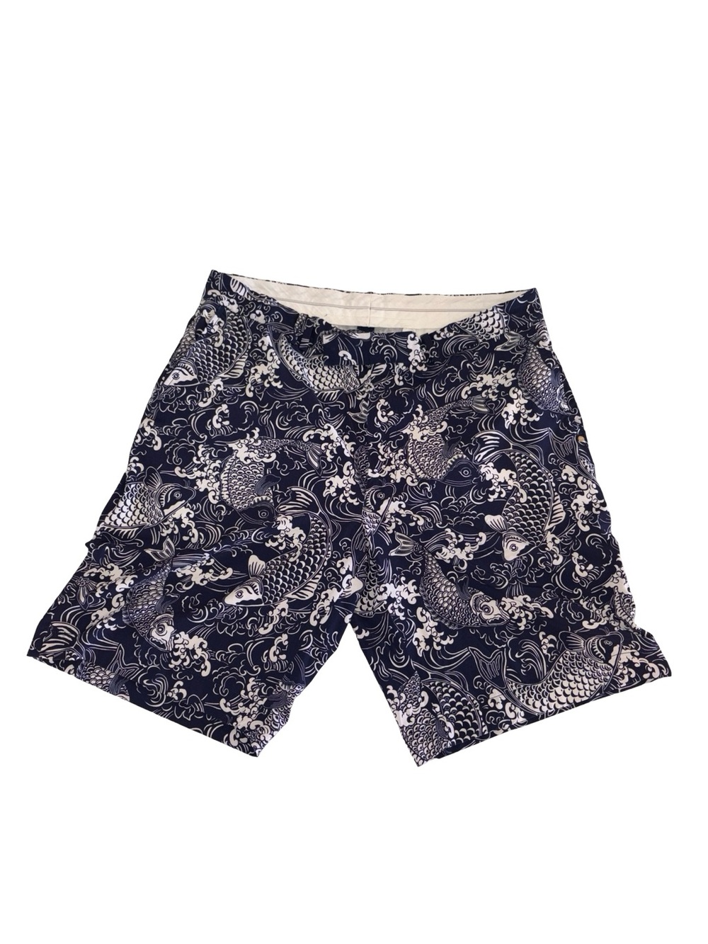 RLX Ralph Lauren Golf Casual Shorts Blue White Koi Fish Size 36